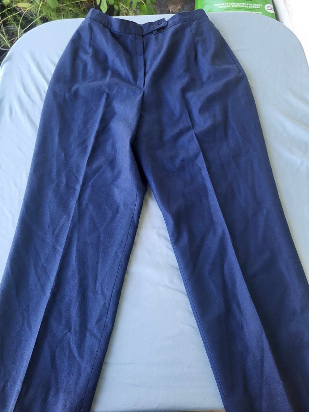 VTG 1984 Pendleton Navy Blue Wool Trousers Size 14P High Rise Dark Academia Prep